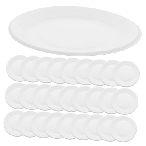 ELAYARD 200 Piezas Platos Desechables de Papel Resistentes para Postres y Aperitivos Pack Unidades Blancas para Fiestas y Reuniones