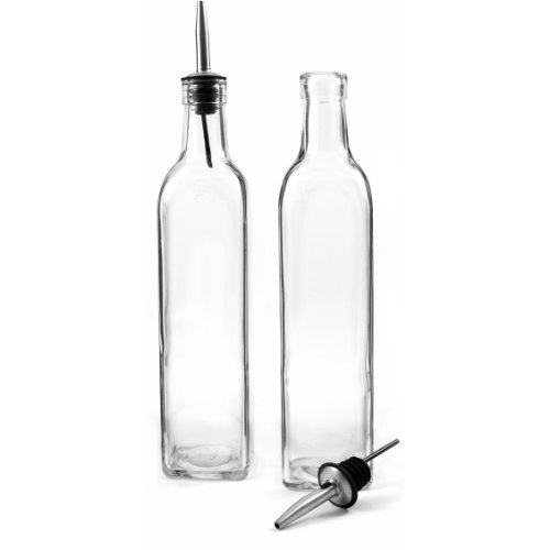 Anchor Hocking 16 oz Oil and Vinegar Glass Bottle with Stainless Steel Spout, Set of 2