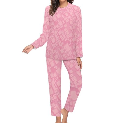 Pyjama Femme Carré Rose fluide résout l'inconfort nocturne des manches longues - 3