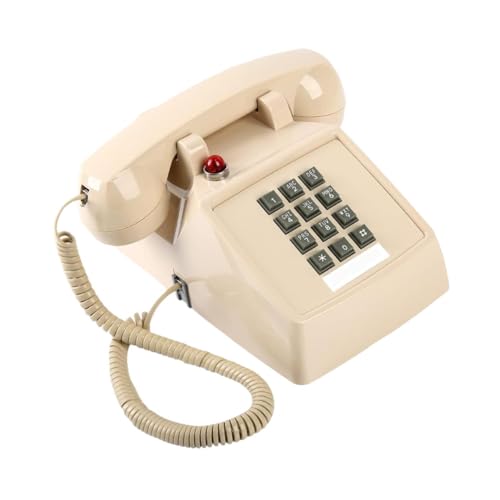 Guangcailun Téléphone de Bureau Filaire Vintage avec Base en métal pour hôtel et Maison 13 x 22,2 x 11,5 cm, Beige, 13x22.2x11.5cm