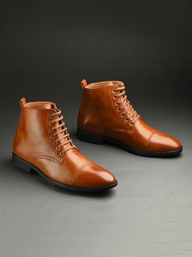 Image of Server Men's Chelsea Ankle Boots | Casual Boots for Men | Ankle Height Boots| All Day wear | Comfortable Formal Office & Business Wear Shoes | Lace up Boots | Derby Boots