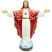 Vittoria Collection 34 Inch Tall Blessing Sacred Heart of Jesus Christ Statue Sculpture Made in Italy Indoor Outdoor Garden