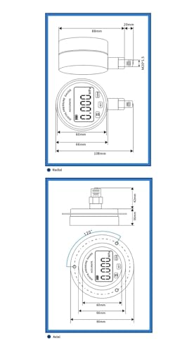 Pressostat et manomètre numérique basse pression 0-0.4Mpa axial - 6