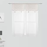 DALINA Textil 2 Pieza Visillo Cortina translucido para Comedor,Cocina,Habitacion. Modelo Bordados florecita Color Morado - 2 Unidades de 60X150CM