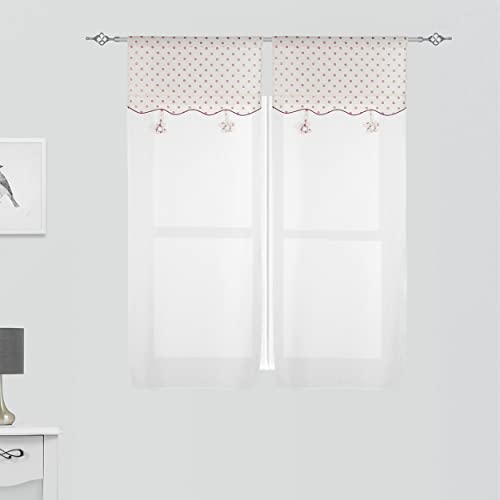 DTYGUIXE Visillo Corto Blanco, 2 Visillos De Cocina Cortos De 100 X 130 Cm Cortina Blanca Traslúcida Para Dejar La Luz Y Mantener La Privacidad Cortina De Cocina Para Ventana Corta Salón