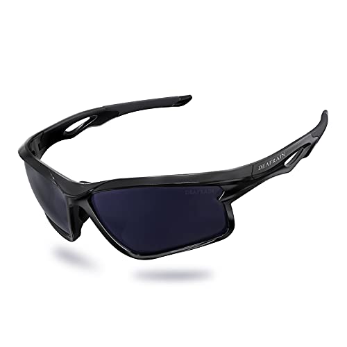 DEAFRAIN Polarized Sports Sunglasses for Men Women Cycling Running Driving Fishing Baseball Black Glasses TR90 Unbreakable Frame UV400 Protection