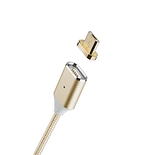 Netdot 2nd Generation Magnetic Braided USB Charging Cable for Samsung Galaxy S2 S3 S4 S6 , Note 2/3/4/5, LG G4 G3, Sony Xperia Z5 Premium/Compact etc (2 Pack Gold)