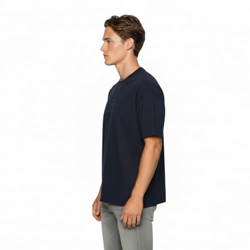 Image of Van Heusen Men's Premium Cotton Oversized Drop Shoulder Brand Logo T-Shirt