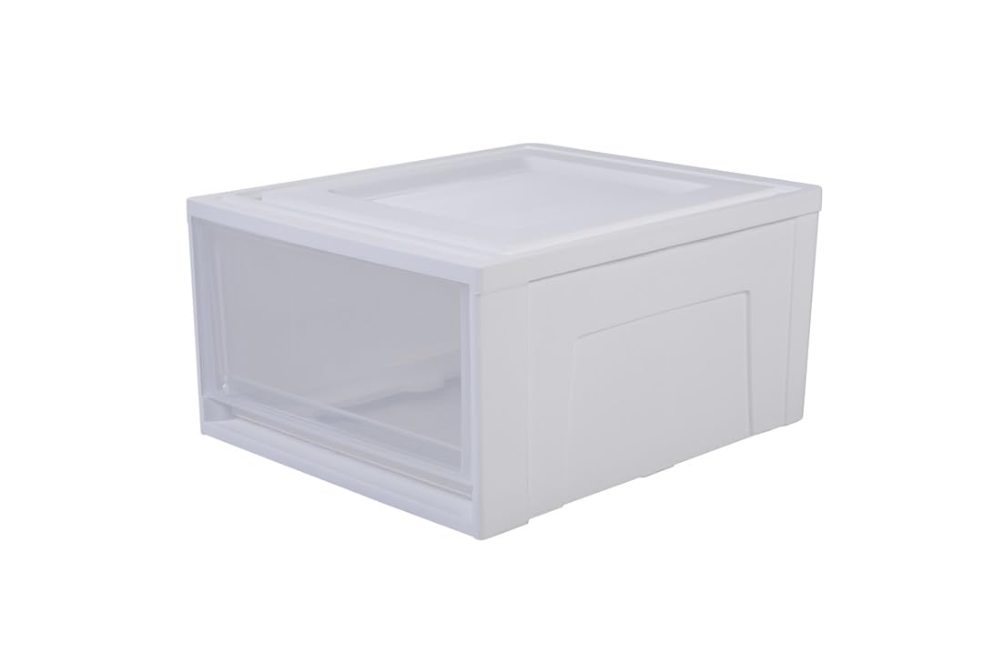 Solent Plastics White Litre Stackable Modular Cabinet Storage Drawer Organiser In (1) Size 30
