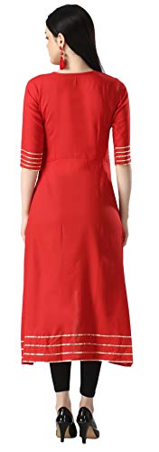 Image of Leriya Fashion Designer Slub Cotton Fully Stitched AnarklaiKurti for Women & Girls on Jeans Palazzo or Skirt