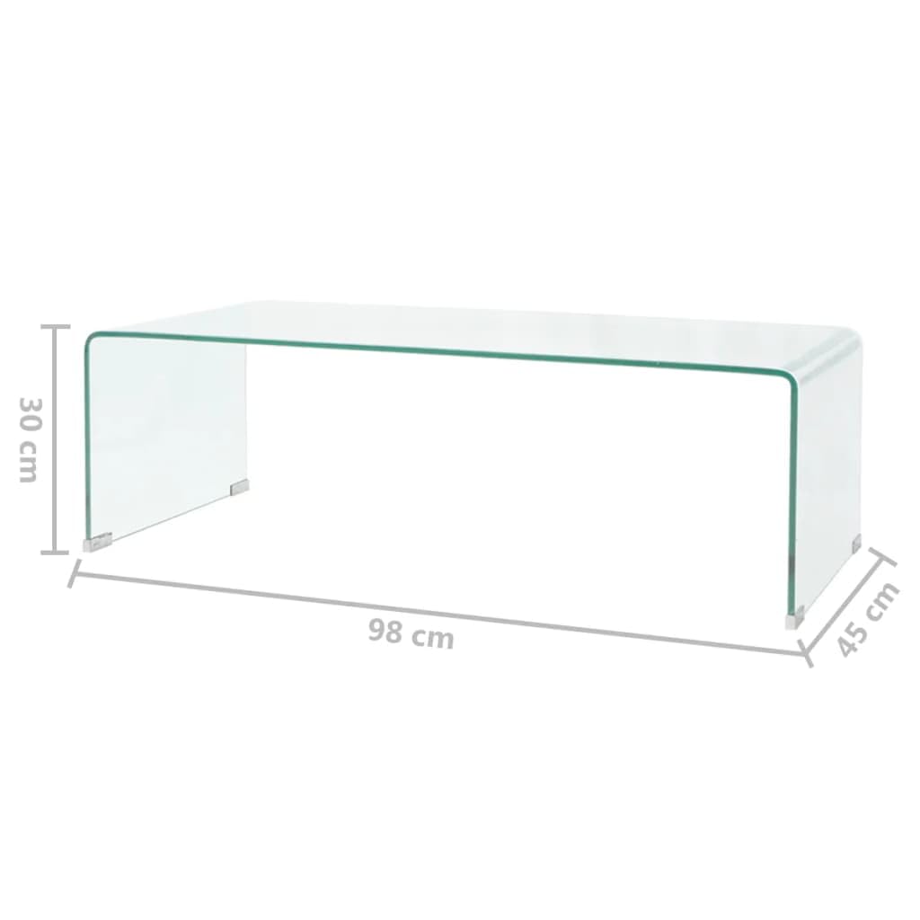 Stolik pomocniczy do salonu, funkcjonalny stolik kawowy z hartowanego szkła, 98 x 45 x 30 cm, przezroczysty do salonu, sypialni, gabinetu