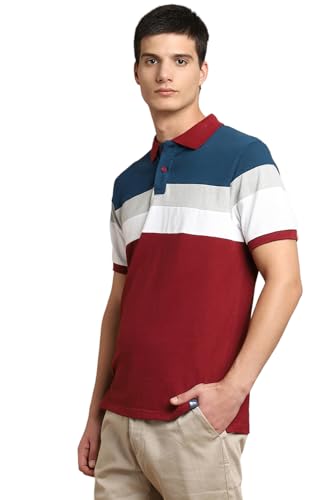 Image of Dennis Lingo - Men's Cotton Color-Blocked Slim Fit Polo T-Shirt