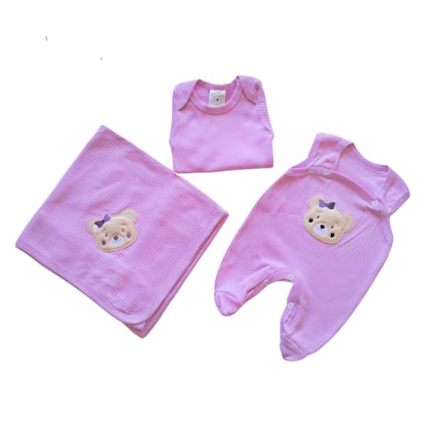 Kit Enxoval de Bebê Maternidade 03 pçs Algodão Recém Nascido