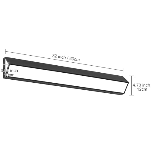 Image of LED Modern Bathroom Vanity Light Fixtures (32-Inch, 5CCT, Dimmable), Modern Acrylic Bathroom Wall Lighting Fixtures Over Mirror, Matte Black
