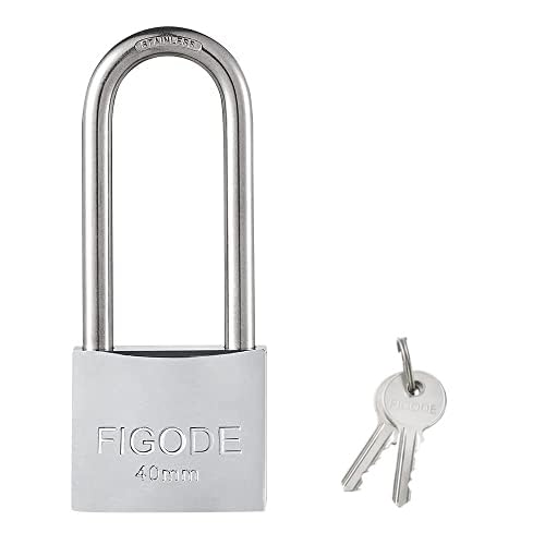 FIGODE® Lock, Marine Grade Rustproof Padlock with Stainless Steel Shackle and Chrome Plated Brass Body, Outdoor Padlock Weatherproof, Keyed Different, 2.3 in. Long Shackle, 1 Pack
