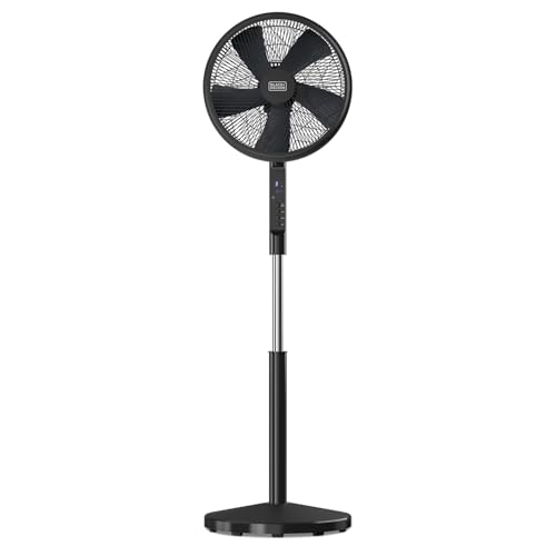 Black+Decker - Ventilador de Pie BXEFP51E | 55W | 3 Velocidades | 3 Modos: Natural, Brisa, Sueño | Altura Regulable 113-137cm | Función Oscilante | Pantalla LED | Bajo Consumo Energético | Silencioso