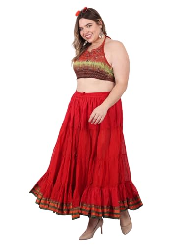 25 Yard American Tribal Style Dance Cotton Tiered Flounce Maxi Full Skirt4