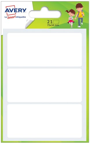 AVERY - Sachet de 21 étiquettes multi-usages. Format 34 x 75 mm.
