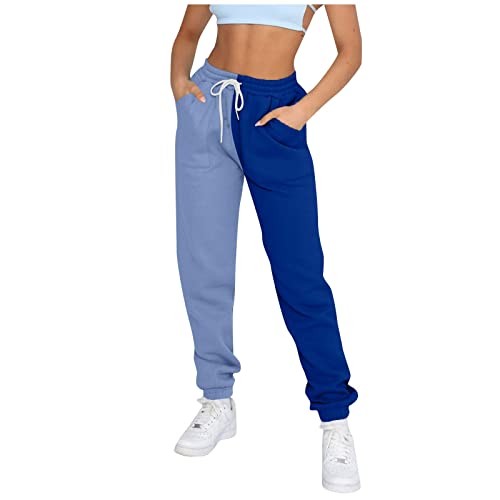 Fleece Straight Leg Sweatpants for Women Elastic High Waisted Joggers with Pockets Lightweight Cinch Bottom Trousers2