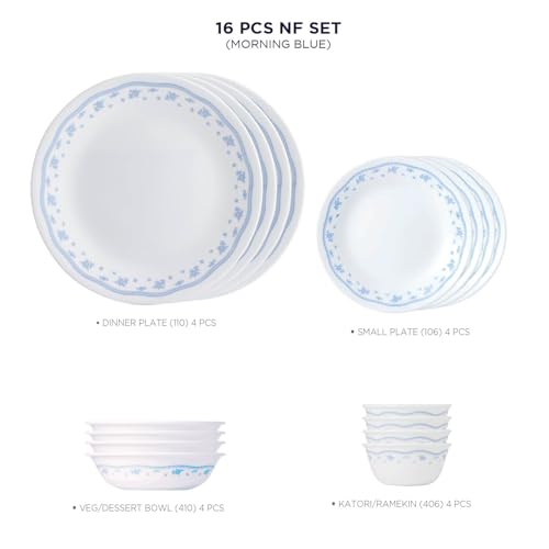 Image of Corelle Livingware 16 Pc Nuclear Family Set Katori - Morning Blue