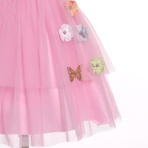 Vestido de princesa para niñas con volantes de tul y lazo 4