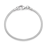 Adabele SJF177-B2 - 10 pulseras de cadena de serpiente de acero inoxidable quirúrgico de grado 304 de 17,78 cm, resistente al deslustre, para hacer joyas con cuentas de agujero grande