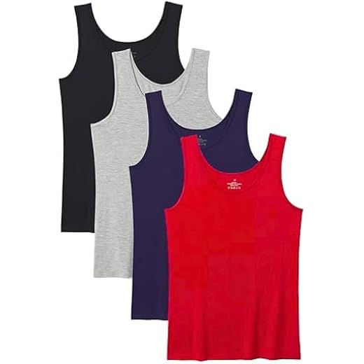 Girls Cotton Tank Top 4-Pack - Black Grey Navy Red