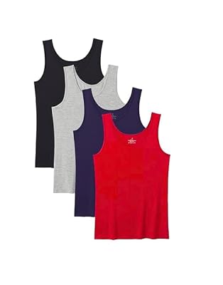 Girls Cotton Tank Top Camisoles, Pack of 4, Black Grey Navy Red (in, Age, 13 Years, 14 Years, Darkmulticolour)