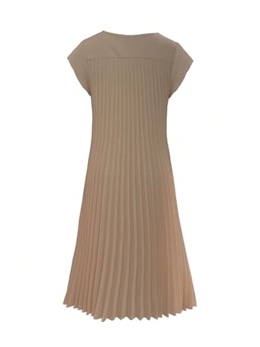Image of GORGLITTER Women's Pleated Flowy Chiffon Church Dresses Elegant Summer Short Sleeve Wedding Guest Maxi Dress Outfits