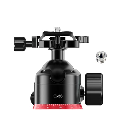 Testa a Sfera per Treppiede a Basso Profilo 36 Mm con Doppie Manopole di Bloccaggio Rotazione a 360 Gradi per Monopodi Telecamere DSLR Costruzione in Lega di Alluminio