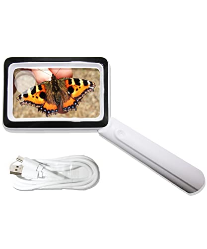 EasY-Magnifier Lupe 2X mit LED-Licht Leselupe für Buecher - Grosse Handlupe mit Akku und USB Ladekabel; Aufladbares Vergrösserungsglas zum Lesen, Lupenglas als Sehhilfe und praktisches Geschenk… Cover