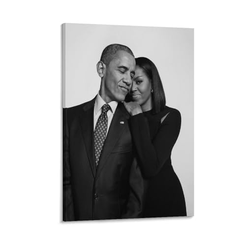 Póster decorativo de Michelle Obama y Barack Obama en blanco y negro, lienzo para pared e impresión artística moderna para decoración de dormitorio familiar, 30 x 45 cm