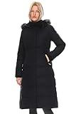 Orolay Women's Quilted Down Jacket Winter Long Coat Hooded Stand Collar Parka Black S