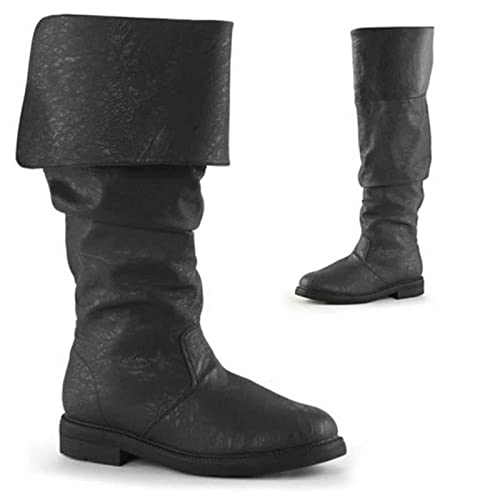 Mid Calf Boots for Women Low Heel,Stylish Flanging Renaissance Shoes Gothic Faux Leather Boots Pull On Pirate Boots2