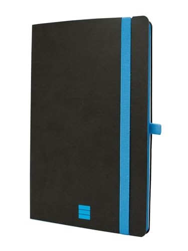 Finocam - Modern Dotted Black Notebook, Soft Cover, Micro-Perforated Pages, Elastic closure, Pen Loop, 144 Pages