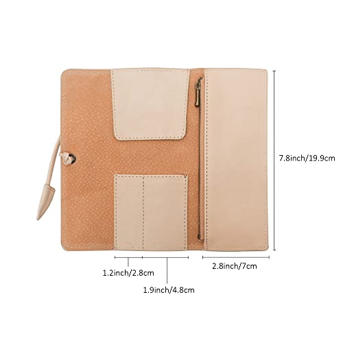 Image of ZLYC Handmade Leather Pencil Case Soft Roll Bag Stationery Gift, Beige | multi slot pen storage design,school class daily use,office desk organizer,graduation holiday gift,foldable portable size
