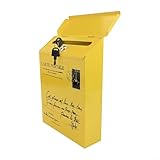 Vintage Wall Mount Mailbox for Outdoor Use, Rustic Iron Letter Box with Weather Resistant Design, for Durable Wall Mounted Newspaper Holder, Style Postal Box, Red(Yellow)