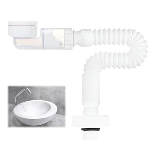 LANZLC Sifone da 1 1/4 Pollici, Sifone Regolabile, Sifone per Ambienti, Sifone Flessibile Inodore, Tubo di Scarico Flessibile, Tubo di Scarico Sostituibile, Tubo di Scarico con Chiusura Antiodore