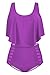 Sovoyontee Women Purple Plus Size Ruffle Flounced High Waisted Swimsuits Swimwear 4XL 20