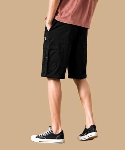 Image of Men's Cotton Twill Cargo Shorts, Regular Fit, Drawstring Waist, Mid Rise, Casual Style, 4 Pockets