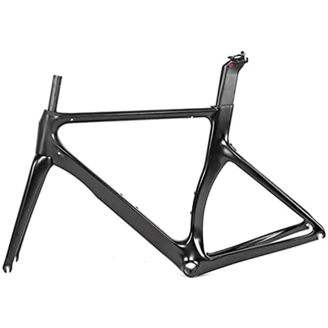 YOJOLO 700C Road Bike Frame Fork Carbon EPS BB86 Bicycle Frame Pneumatic Breaking Wind C Brake Frame 46/48/50/52/56cm QR 100/130mm, For 700C Wheels (Color : Black, Size : L) Cover
