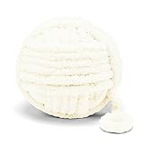 ERLYEEN Chenille Chunky Yarn Super Bulky Soft Thick Fluffy Jumbo Giant Washable Polyester Big Yarn DIY for Arm Knit Blanket Cushion Bed Sofa Home Decor,Milk White,0.55LB