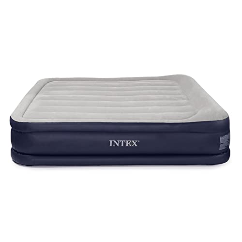 Intex Dura-Beam Plus Fiber-Tech Technology Series Deluxe Pillow Rest Raised Airbed With Soft Flocked Top For Comfort Built-In Pillow . (60 X 80 X 16.5 Inches) - Polyester, Large, Black