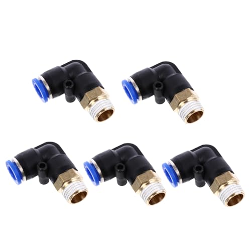 Gatuida 5 Piezas conector traqueal válvula herramientas de aire accesorio de bloqueo neumático conector rapido empalme de tubo codo giratorio conectores de manguera de agua junta tórica