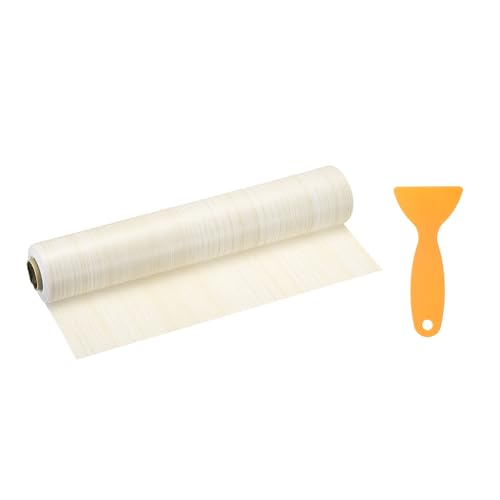 Image of HARFINGTON Wood Grain Repair Tape 11.8 Inch x 33ft Self Adhesive Repair Patch Tape Simulated Wooden Floor Tapes with Plastic Scraper for Tables Doors Windows Furniture, White Poplar