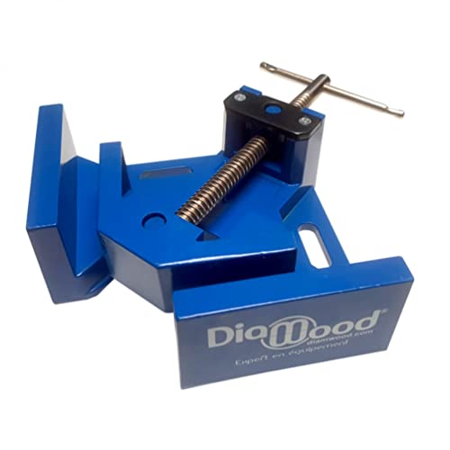 DIAMWOOD - Étau D'Angle 95 x 70 mm À Vis Et Serrage Double Pivot 90° - Fonte D'Aluminium Robuste - Outil De Menuiserie, Assemblage, Perçage Et Soudure