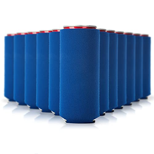 Image of Slim Can Cooler Sleeve 12 Pack - Blank Neoprene Insulated Can Coolers for 12 oz Skinny Beer & Soda Cans - Sublimation Ready Drink Sleeves for Heat Press, Custom Printing & Party Favors (Royal Blue)