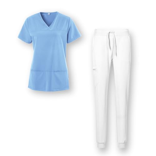 EXNER Medizin Kasack Set – Kasack & Hose für Damen und Herren, Pflegebekleidung Set in 26 Farben, Oberteil + Hose farbig, Schlupfkasack & Schlupfhose, XS–5XL