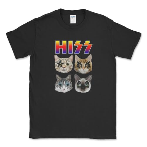 Hiss Funny Cats Kittens Rock Rockin T-Shirt Size
