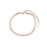 [ASERIO]ブレスレット レディース 18金 メッキ ステンレス 金属アレルギー対応 二連 スネーク チェーン ゴールド あずきチェーン シルバー ピンクゴールド シンプル 日常 誕生日プレゼント